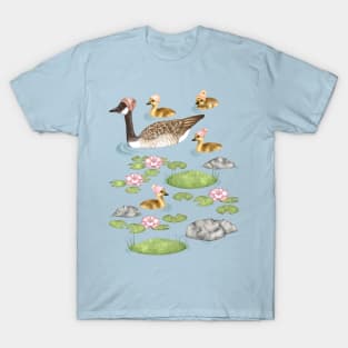 Graceful Geese and Gorgeous Goslings in Crisp Spring Weather T-Shirt